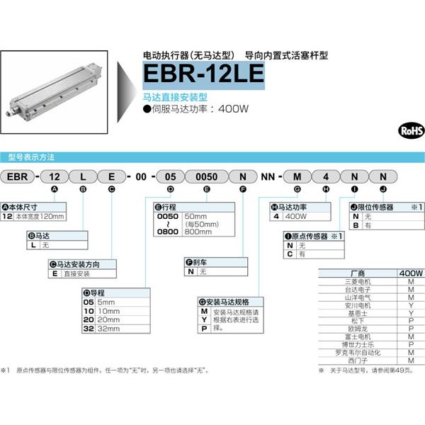 CKD喜開理電動執(zhí)行器（無馬達型）滑塊型EBR-12LE-00-100050NNN-M2NN