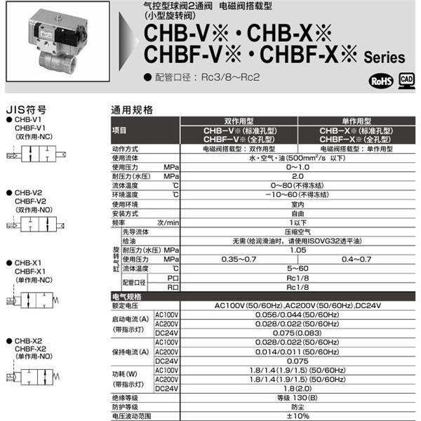 CKD喜開(kāi)理氣控式球閥2?3通CHBF-X1-40-ND2-WS-AC100V
