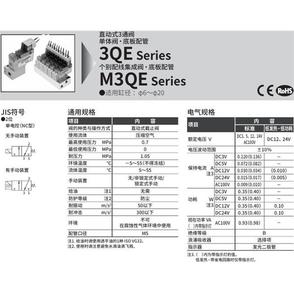 CKD喜開(kāi)理直動(dòng)式3通電磁閥3QE110-M5-E3F-8